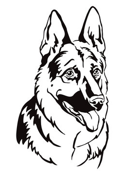 Decorative portrait of German Shepherd vector illustration