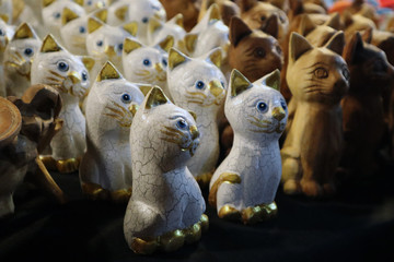 handicraft wooden dolls at walking street Chiang Mai