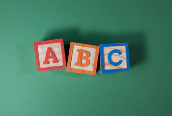A, B and C wooden blocks