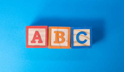 A, B and C wooden blocks