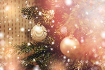 Obraz na płótnie Canvas Christmas Background with bokeh light