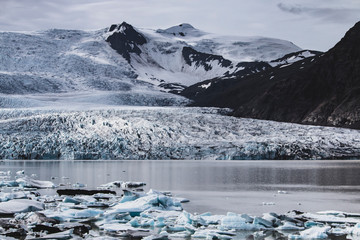 Melting tongue of the Breidamerkurjokull glacier summer season