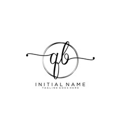 QB Initial handwriting logo with circle template vector.