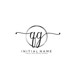 QG Initial handwriting logo with circle template vector.
