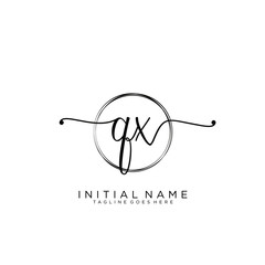 QX Initial handwriting logo with circle template vector.