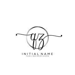 QZ Initial handwriting logo with circle template vector.