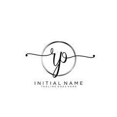 RP Initial handwriting logo with circle template vector.