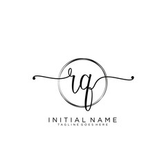 RQ Initial handwriting logo with circle template vector.