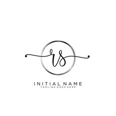 RS Initial handwriting logo with circle template vector.