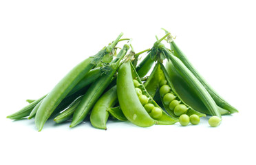 Fresh peas isolated on white background