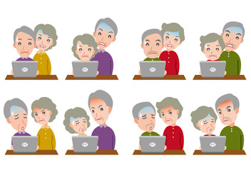 カップルの表情のイラスト : 老夫婦