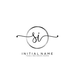 SI Initial handwriting logo with circle template vector.