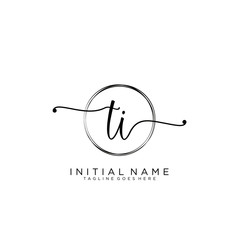 TI Initial handwriting logo with circle template vector.