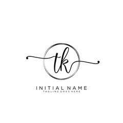 TK Initial handwriting logo with circle template vector.