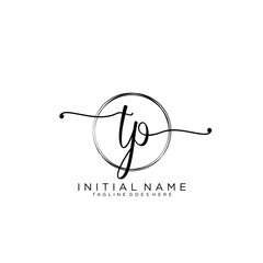 TP Initial handwriting logo with circle template vector.