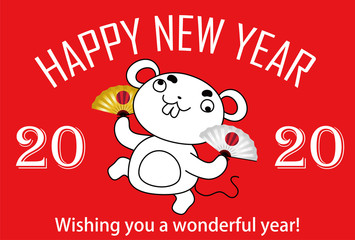 This is a illustration of Happy New Years card of Crazy mouse to dance and celebrate 