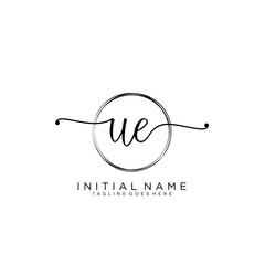 UE Initial handwriting logo with circle template vector.