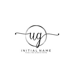 UG Initial handwriting logo with circle template vector.