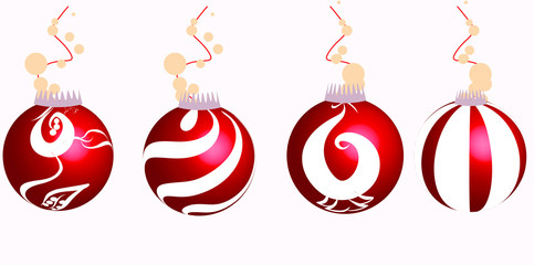 decorated Christmas balls with white back ground 