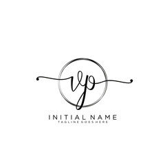 VP Initial handwriting logo with circle template vector.