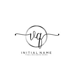 VQ Initial handwriting logo with circle template vector.