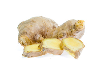 ginger root on white background