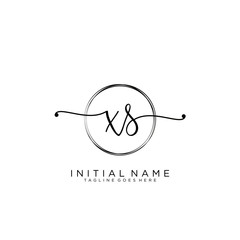 XS Initial handwriting logo with circle template vector.