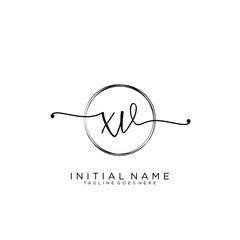 XV Initial handwriting logo with circle template vector.