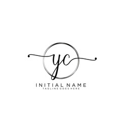 YC Initial handwriting logo with circle template vector.