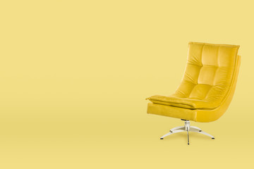 Color Sofa Armchair isolated on yellow background