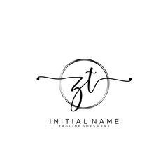 ZT Initial handwriting logo with circle template vector.