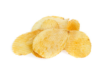 Potato chips isolated on white