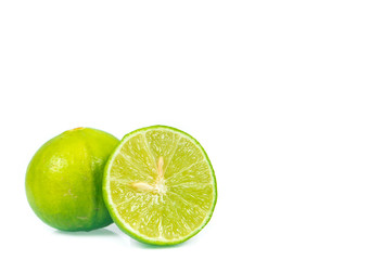 copy space green lemon isolated on white