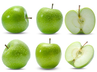 green apple fruit isolated on white background