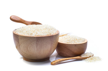 rice in bowl isolated on white background