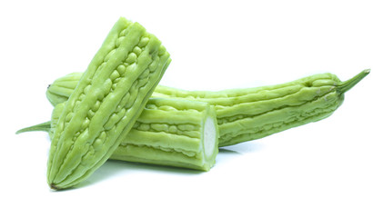 Bitter melon or  Bitter gourd on white background