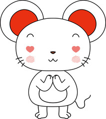 Cute white mouse mascot character