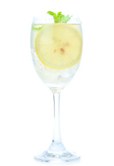lemonade with lemons and straw isolated on a white background