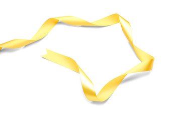 Beautiful golden ribbon on white background