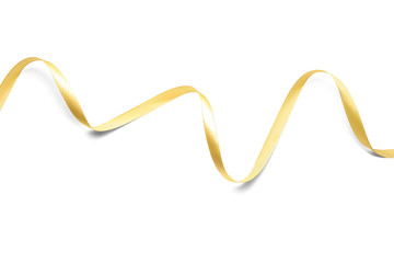 Beautiful golden ribbon on white background