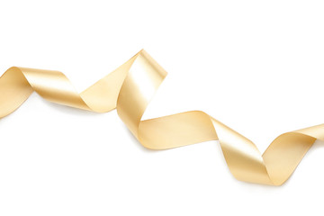 Beautiful golden ribbon on white background