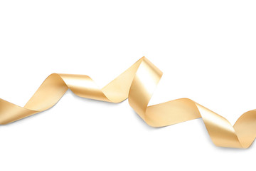 Beautiful golden ribbon on white background