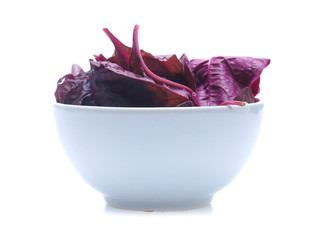 red spinach isolated on white background