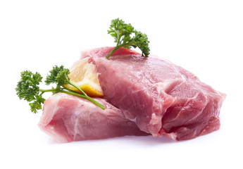 Fresh raw beef steak isolated on white background