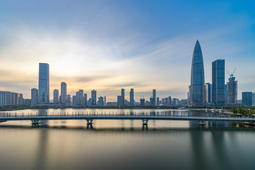 Fototapeta na wymiar Shenzhen Bay Houhai CBD skyline at dusk