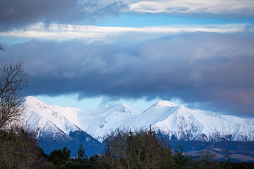 Spring snow on the Torlesse Range, Canterbury, New Zealand