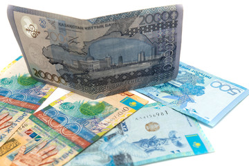 Fototapeta na wymiar Kazakhstan paper money, tenge, money of different faiths.
