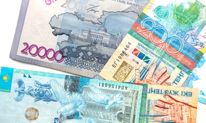 Kazakhstan paper money, tenge, money of different faiths.