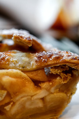 Fresh baked Apple pie on a dark wooden background