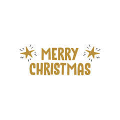 Merry christmas text design with stars and snowflake